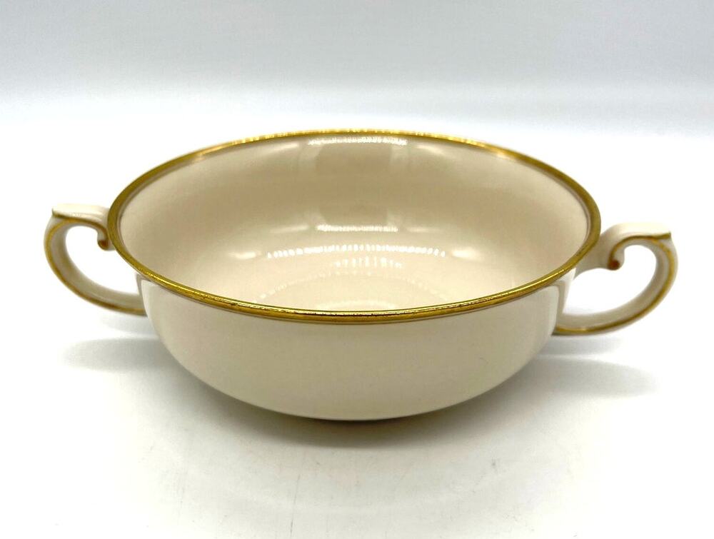 Vintage Arabia 49 Double Handled Cream Soup Bowl Coup with Gold Trim Finland